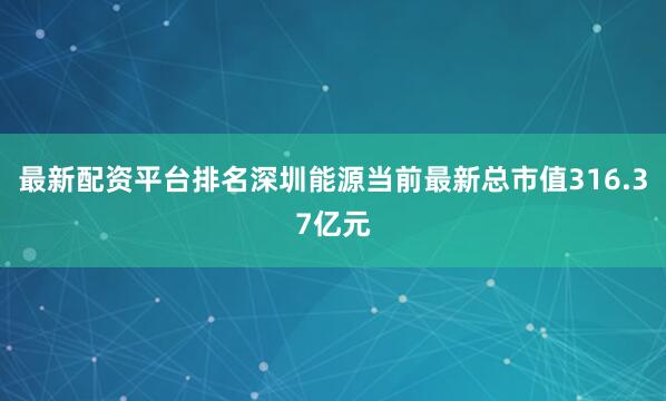 最新配资平台排名深圳能源当前最新总市值316.37亿元