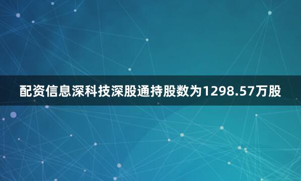 配资信息深科技深股通持股数为1298.57万股
